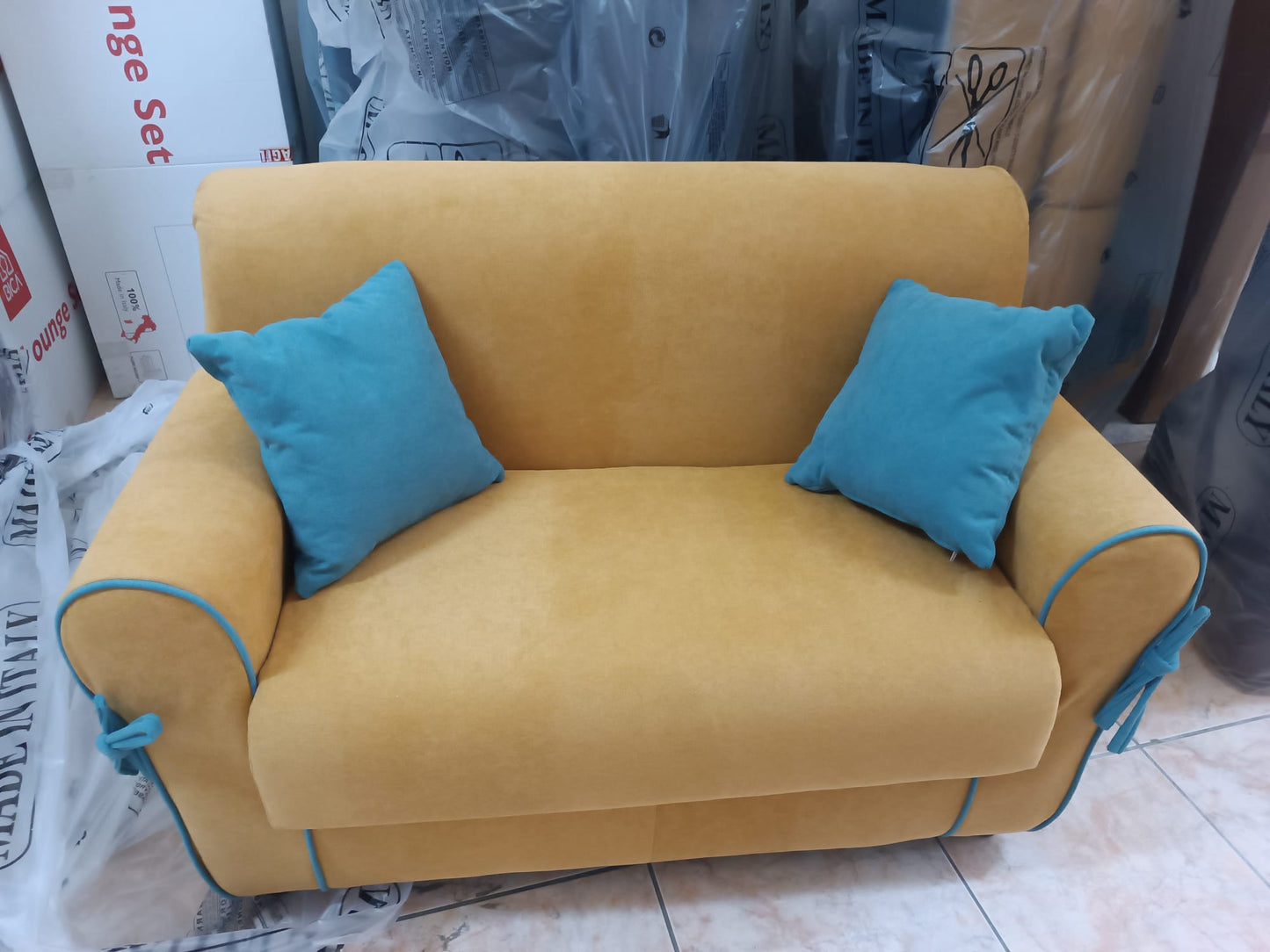 Divanetto mini 2 Posti in Tessuto Imbottito Cuscino Sfoderabile NEW COLLECTION