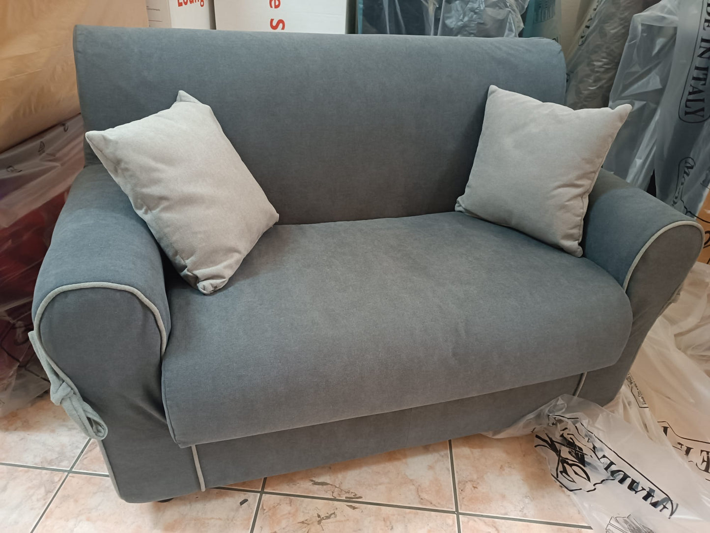 Divanetto mini 2 Posti in Tessuto Imbottito Cuscino Sfoderabile NEW COLLECTION