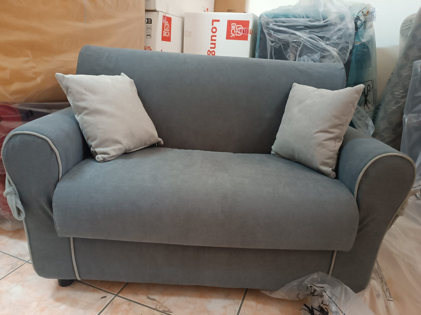 Divanetto mini 2 Posti in Tessuto Imbottito Cuscino Sfoderabile NEW COLLECTION
