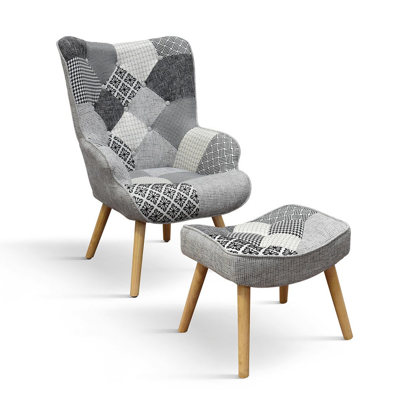 poltroncina Patchwork con pouf scandinavo Giorgia