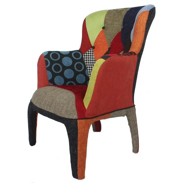 Poltrona Desing patchwork fissa struttura legno