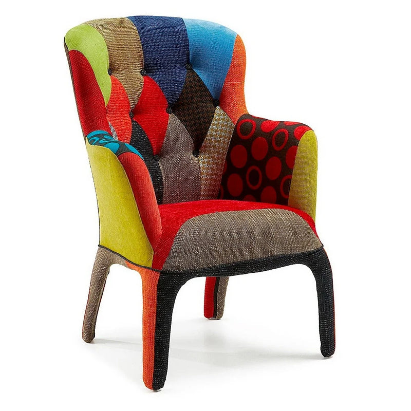 Poltrona Desing patchwork fissa struttura legno