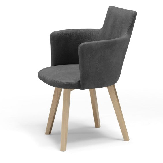 Sedia Ilary con gambe in legno - Grigio Topo