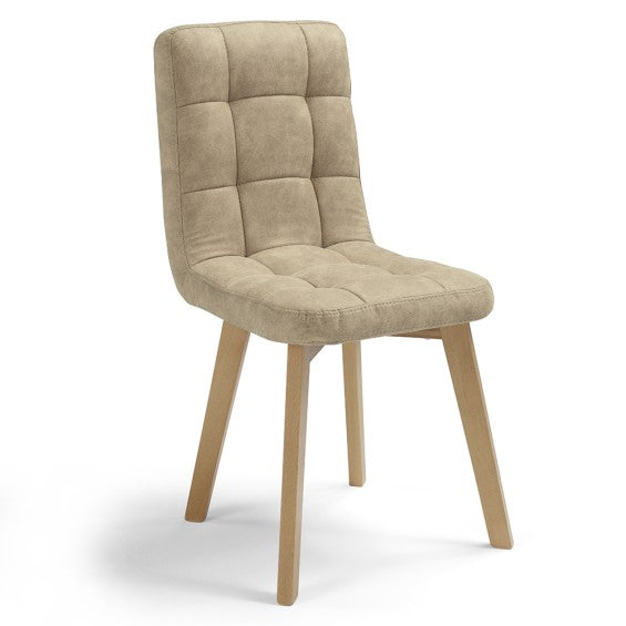 Sedia Lory con gambe in legno - Camel Vintage