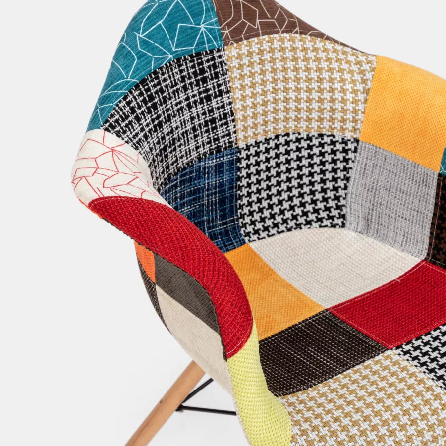 Poltroncina Patchwork piede in legno faggio Chiaro