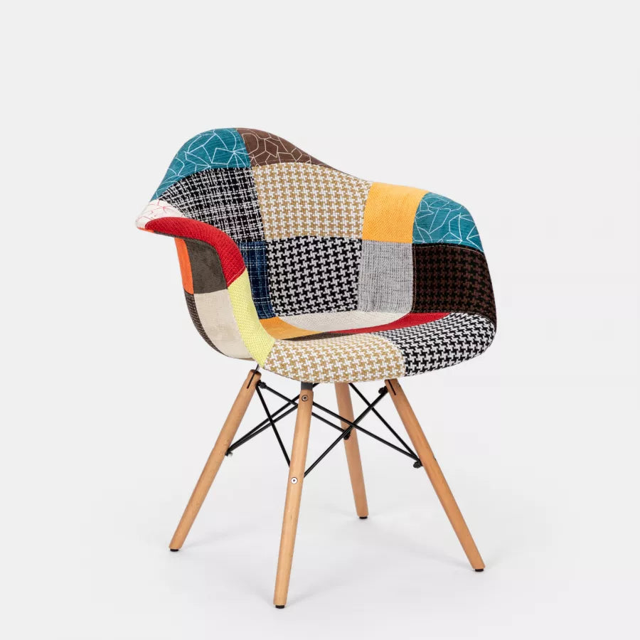 Poltroncina Patchwork piede in legno faggio Chiaro