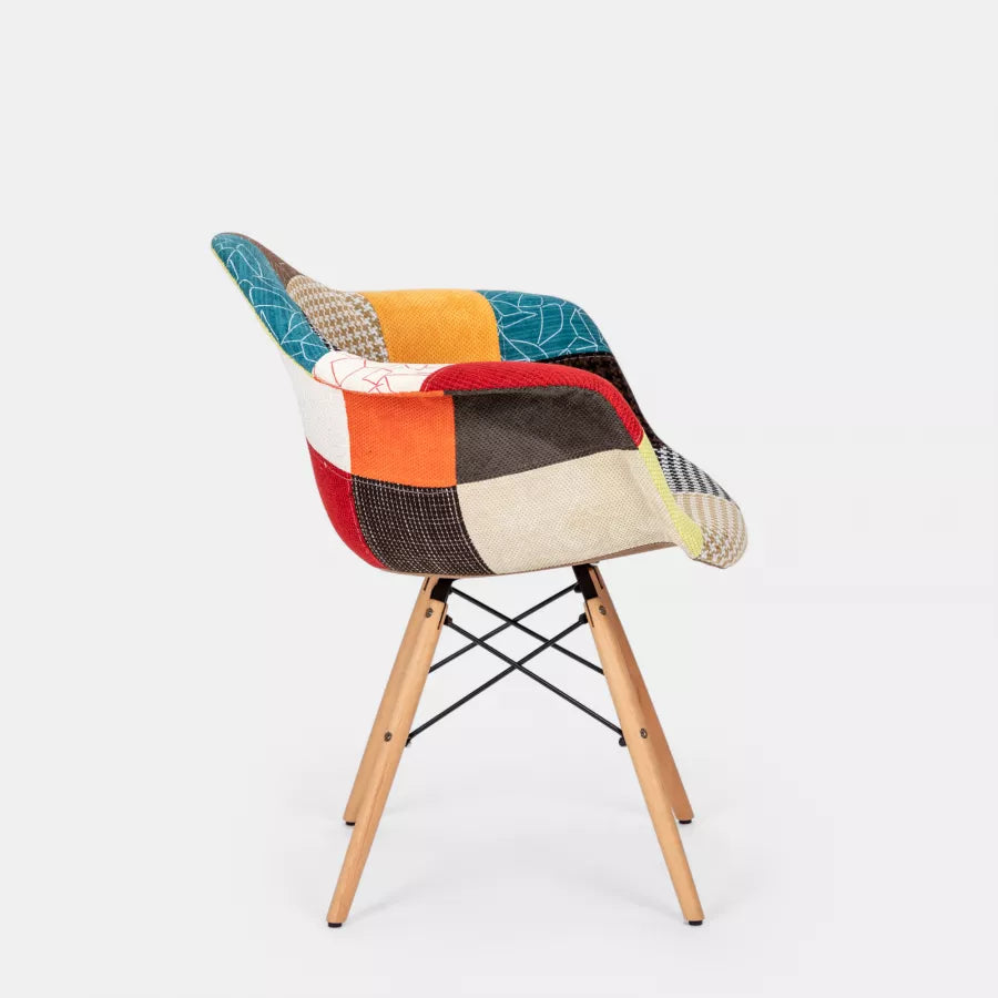 Poltroncina Patchwork piede in legno faggio Chiaro
